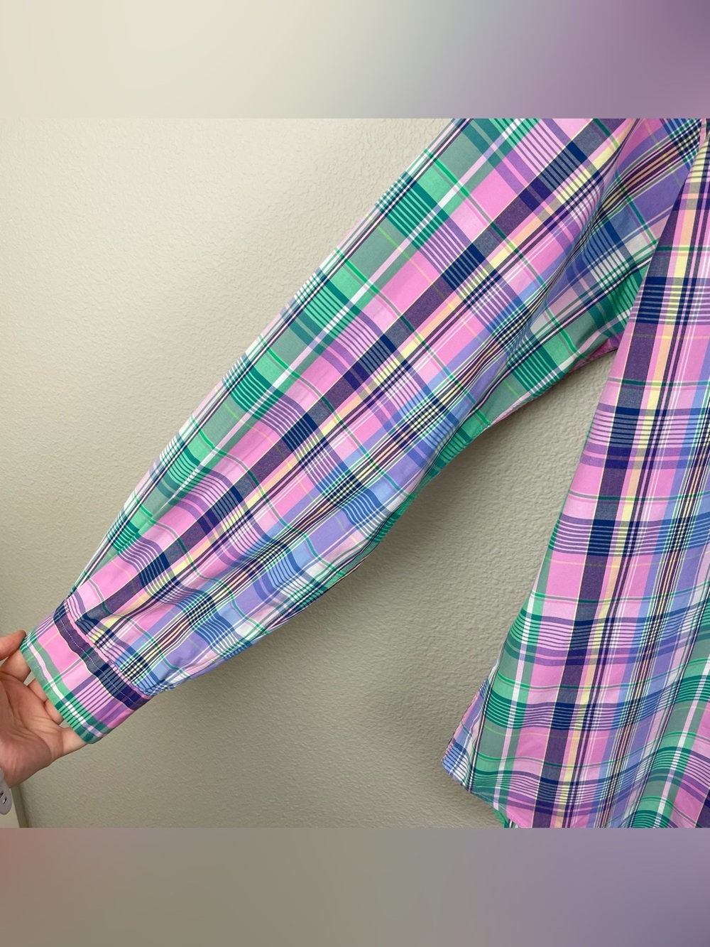 Ralph Lauren Men's Large Pastel Madras Plaid Classic Fix Button Down Shirt Oxfor - Picture 5 of 16
